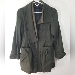 Nanette Lapore Military Utility Asymmetrical Collar Green Jacket size 12